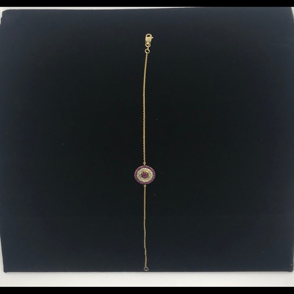 🧿18k Yellow Gold and Ruby Evil Eye Bracelet🧿 - Picture 5 of 6